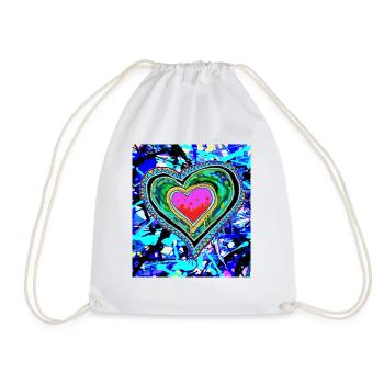 Heart Love spray paint graffiti cool - Drawstring Bag - white - Front