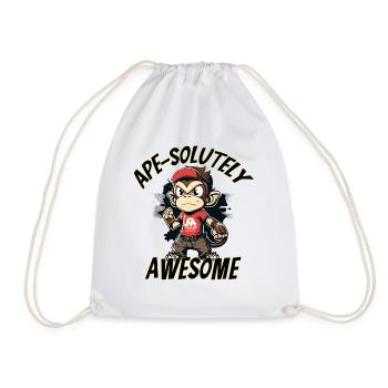 Ape-solutely Awesome - lustiges Affen Design - Turnbeutel - Weiß - Vorne