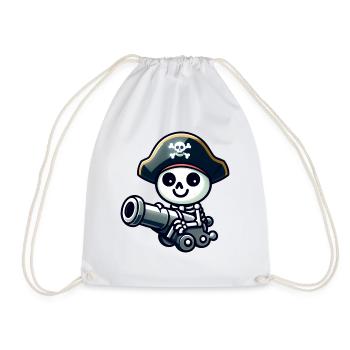 Pirate Skull - Skeleton Treasure - Drawstring Bag - white - Front