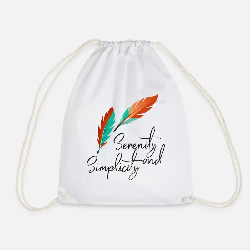 Serene Feathers - Drawstring Bag - white