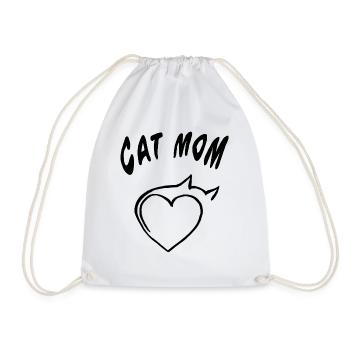 Cat Mom: Heart & Whiskers Design - Turnbeutel - Weiß - Vorne