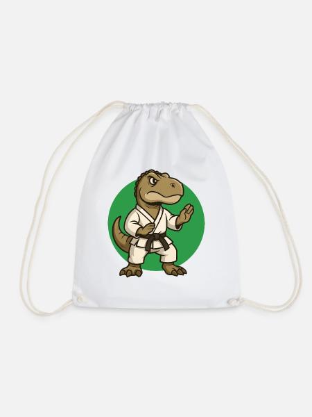 Karate T-Rex Cartoon - Kampfsport, Tyrannosaurus - Turnbeutel - Weiß