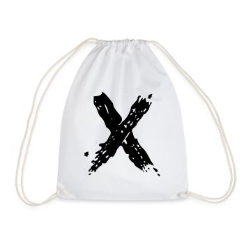Letter X Brushstroke - Drawstring Bag - white - Front