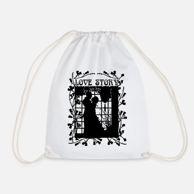 Love story - Drawstring Bag - white
