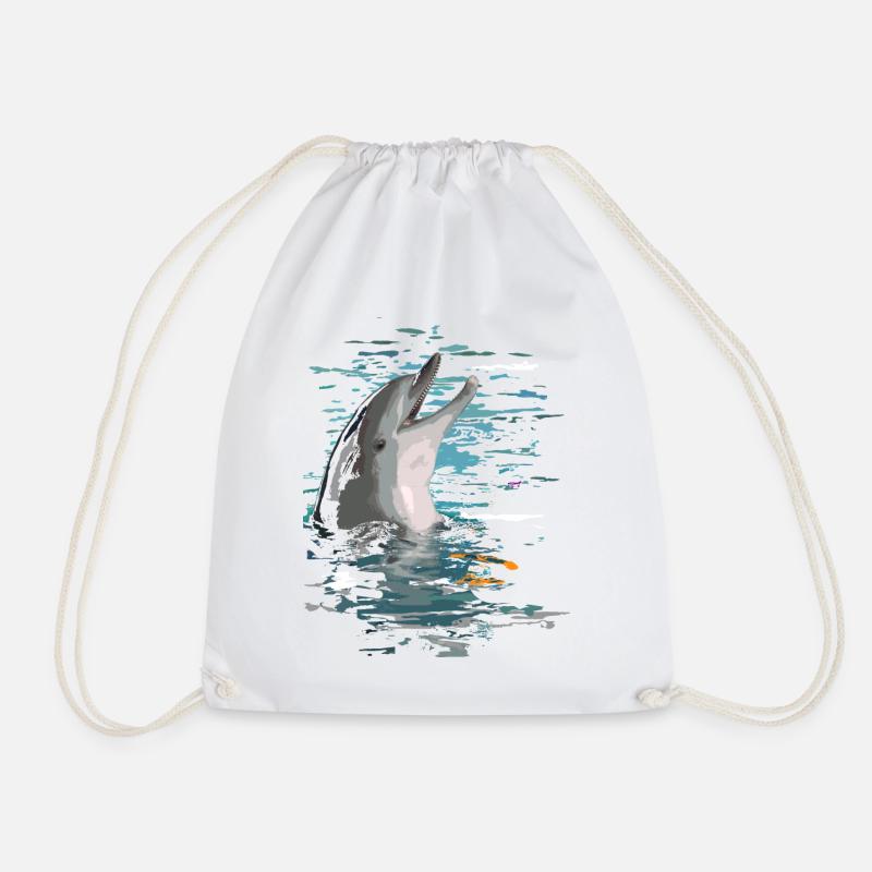 dolphin - Drawstring Bag - white