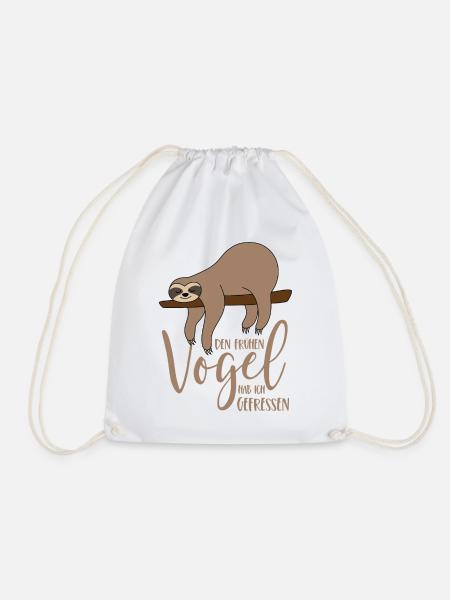 Faultier - Den frühen Vogel hab ich gefressen - Turnbeutel - Weiß