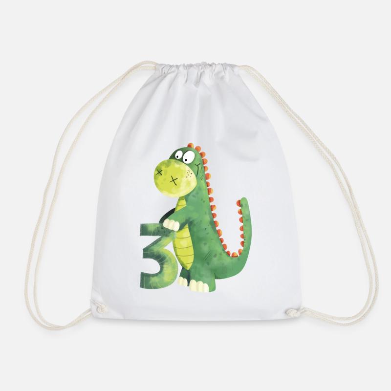 3 Jahre Dinosaurier I Dino Drache 3. Geburtstag - Turnbeutel - Weiß