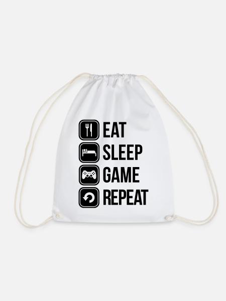 eat sleep game repeat spiele - Turnbeutel - Weiß