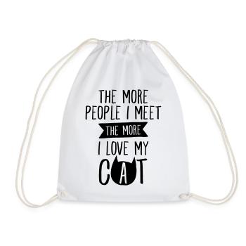 The More People I Meet, The More I Love My Cat - Drawstring Bag - white - Front