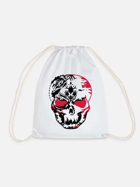 Totenkopf Maske aus Ornamenten - Turnbeutel - Weiß