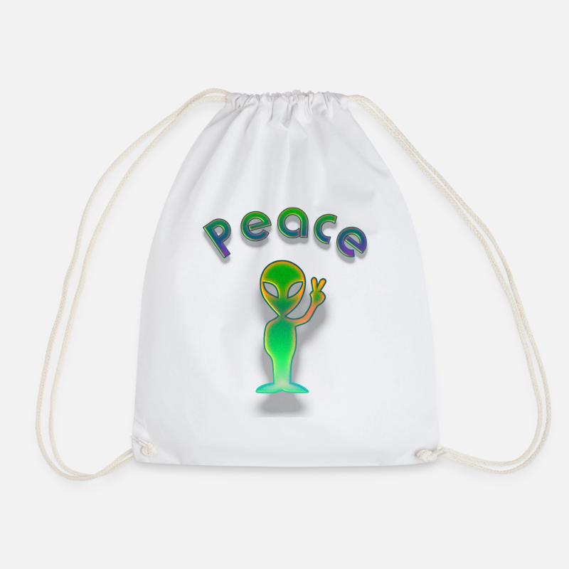 Peace alien - Drawstring Bag - white