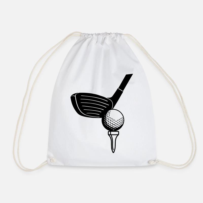 Golf ball and sticlk - Drawstring Bag - white