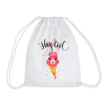 Alpaka Eis Stay Cool pink Eiscreme - Turnbeutel - Weiß - Vorne