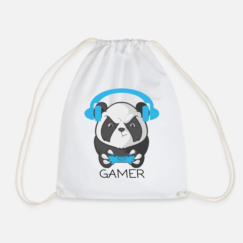 Verspieltes Panda-Gamer-Design - Turnbeutel - Weiß