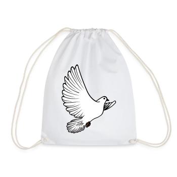 White pigeon carrier pigeon ornamental pigeon or dove of peace - Drawstring Bag - white - Front
