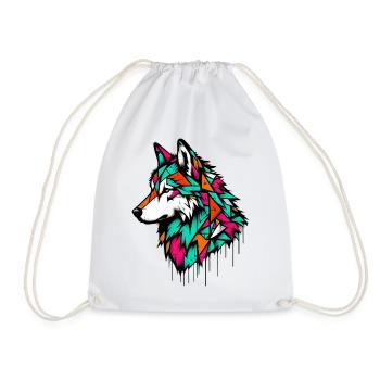 Wolf - Drawstring Bag - white - Front