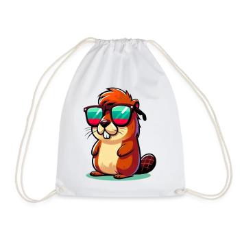 Beaver - Drawstring Bag - white - Front
