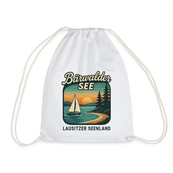 Bärwalder See im Lausitzer Seenland mit Segelboot - Turnbeutel - Weiß - Vorne