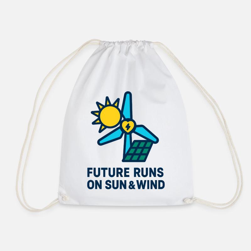 Future Runs on Sun & Wind - Turnbeutel - Weiß