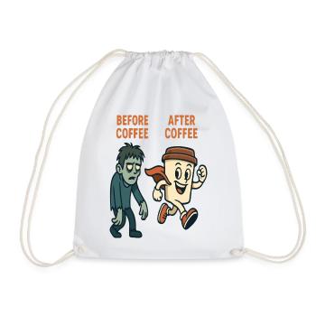 Before Coffee After Coffee - Drawstring Bag - white - Front