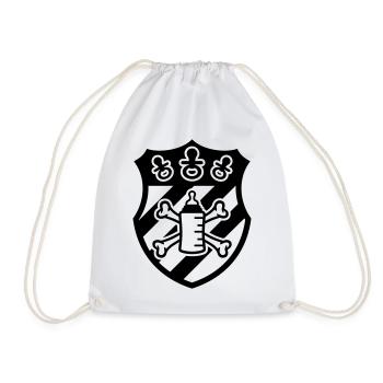 Wappen Schnuller Pirat – Geschenk für Baby & Kind - Turnbeutel - Weiß - Vorne