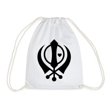 Sikh Khanda Symbol mit Herz | Glaube & Liebe - Turnbeutel - Weiß - Vorne