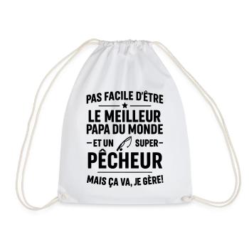 Pêche – Super Papa Pêcheur - Sac de sport léger - blanc - Devant