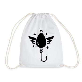 Holy Fishhook Wings Vector - Drawstring Bag - white - Front
