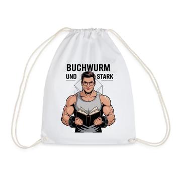 Buchwurm Stark Lesekraft - Turnbeutel - Weiß - Vorne