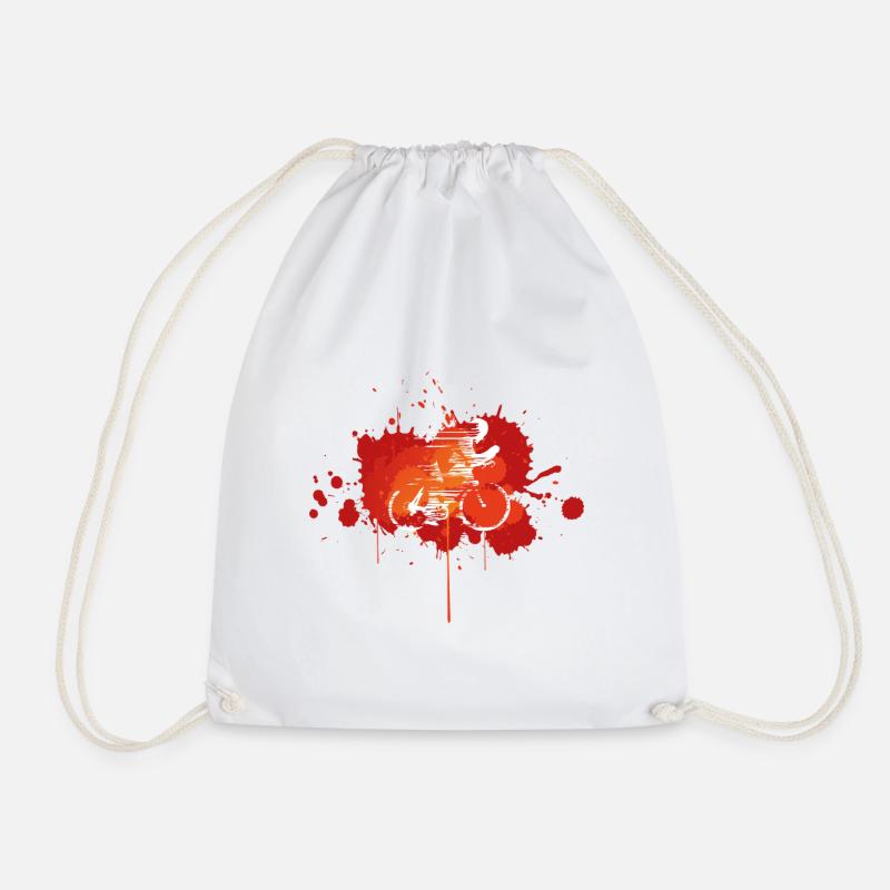 Bike splashed in orange paint - Drawstring Bag - white