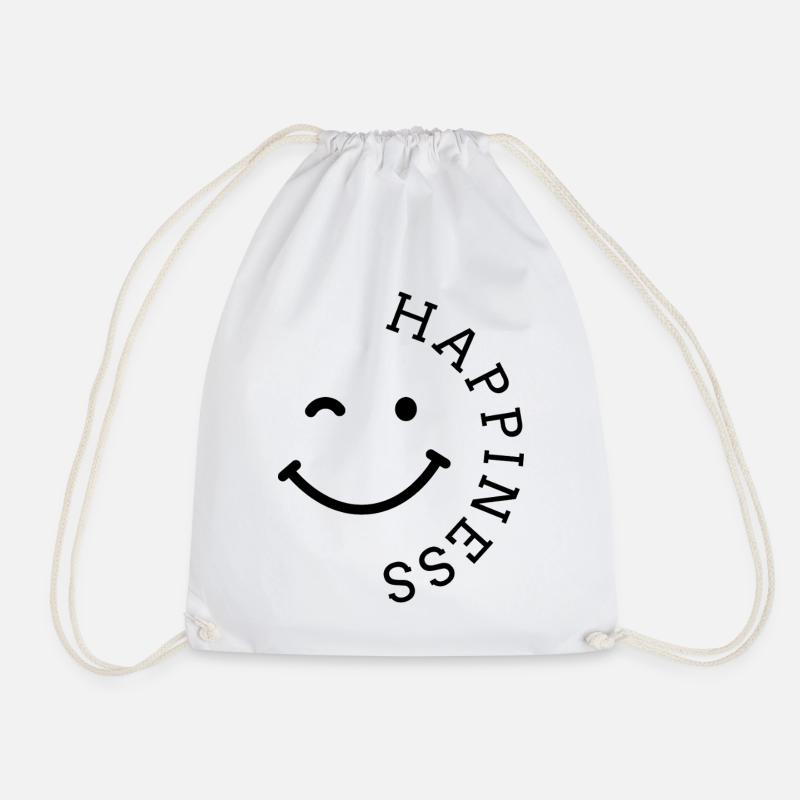 happiness smile - Drawstring Bag - white