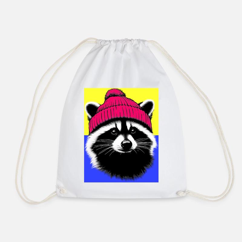 Raccoon - Drawstring Bag - white