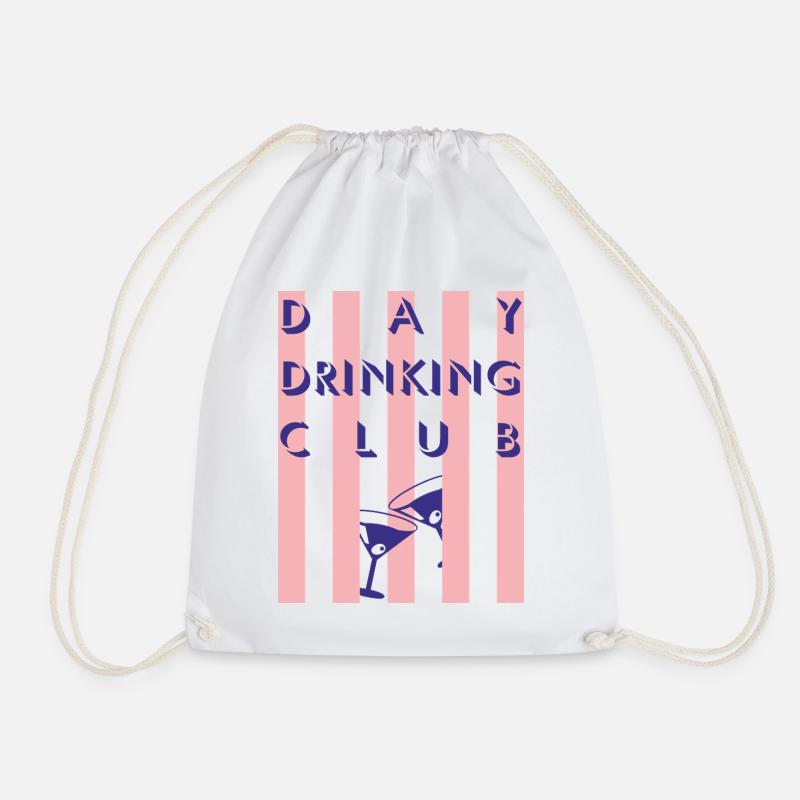Day Drinking Club Stripe Print - Drawstring Bag - white