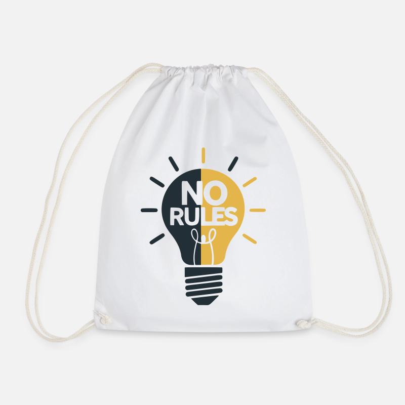 No Rules Light Ball Design - Drawstring Bag - white
