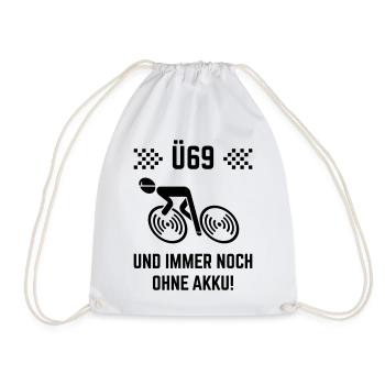 Ü69 Und Immer Noch Ohne Akku! (Fahrrad Rennrad B) - Turnbeutel - Weiß - Vorne