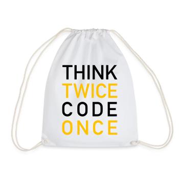 Think Twice Code Once Programmer - Drawstring Bag - white - Front