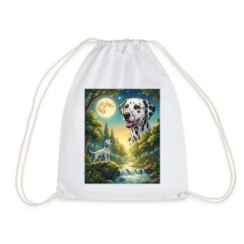 Howling to the Moon Meme Dog Dalmatian - Drawstring Bag - white - Front