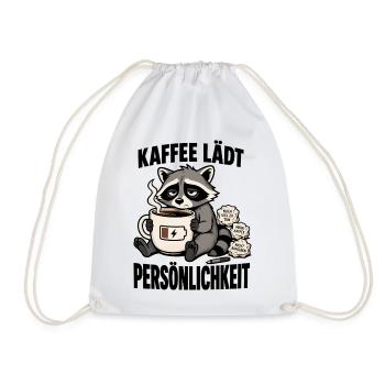 Müder Waschbär braucht dringend mehr Kaffee - Turnbeutel - Weiß - Vorne