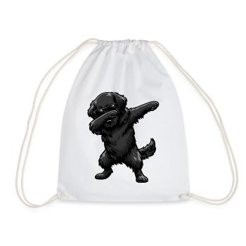 Dabbing Flat Coated Retriever - Drawstring Bag - white - Front