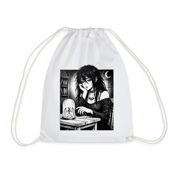 Gothic night owl in a glass - Drawstring Bag - white - Front