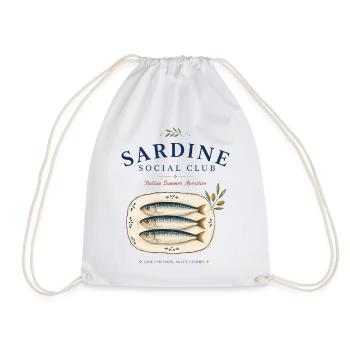 Sardine Social Club Mediterran Retro - Turnbeutel - Weiß - Vorne
