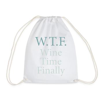 Wine Time Finally – W.T.F. - Drawstring Bag - white - Front