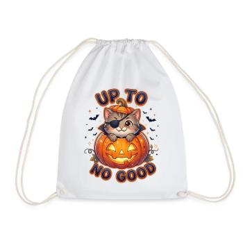 Up To No Good Halloween Cat - Drawstring Bag - white - Front