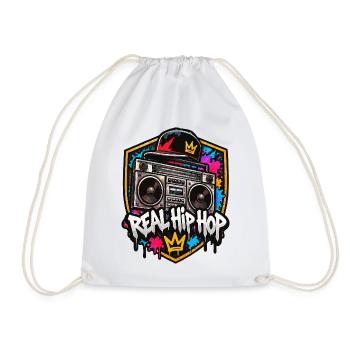 Real Hip Hop Boombox Krone Design - Turnbeutel - Weiß - Vorne
