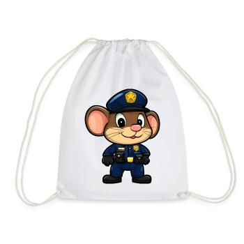 Mäuse Polizei / Polizistin Maus - Turnbeutel - Weiß - Vorne