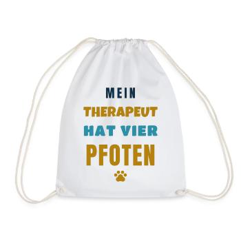 Mein Therapeut hat vier Pfoten Hunde Spruch - Turnbeutel - Weiß - Vorne