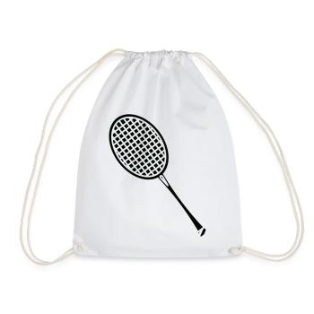 Minimalistische Tennisschläger-Silhouette - Turnbeutel - Weiß - Vorne