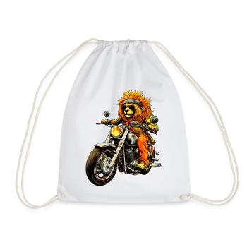 Motorrad Löwe - Turnbeutel - Weiß - Vorne