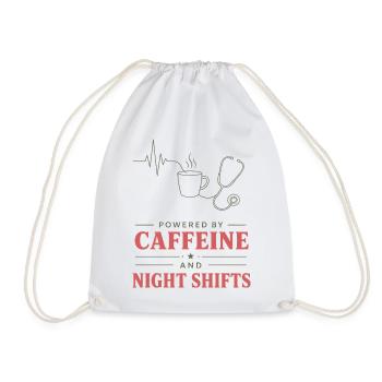 Kaffee und Nachtschicht Motiv - Turnbeutel - Weiß - Vorne