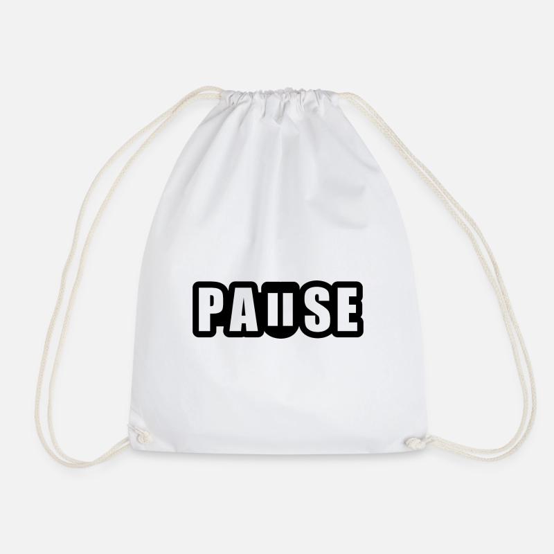 Pause - Unterbrechung - Pausenknopf - Turnbeutel - Weiß
